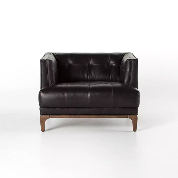 Four Hands Dylan Tufted Accent Chair ~ Rider Black Top Grain Leather