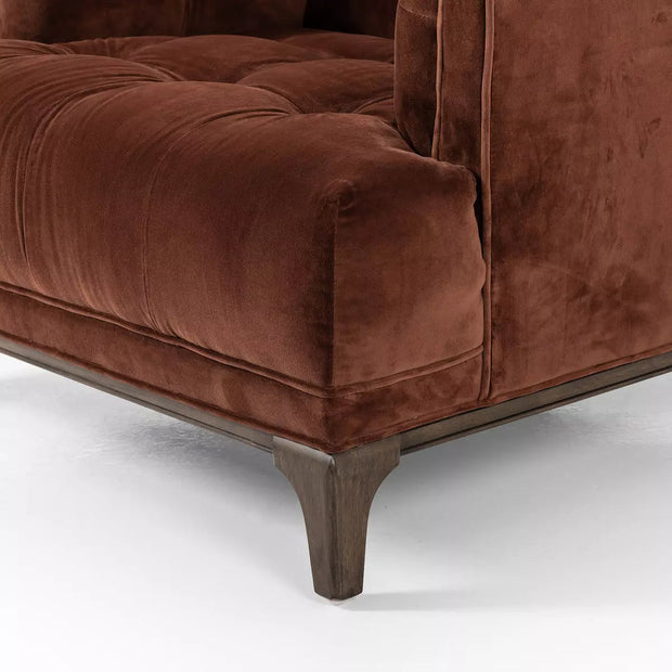 Four Hands Dylan Tufted Accent Chair ~  Surrey Auburn Upholstered Velvet Fabric