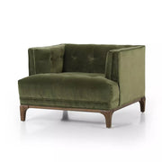 Four Hands Dylan Tufted Accent Chair ~ Sapphire Olive Upholstered Velvet Fabric