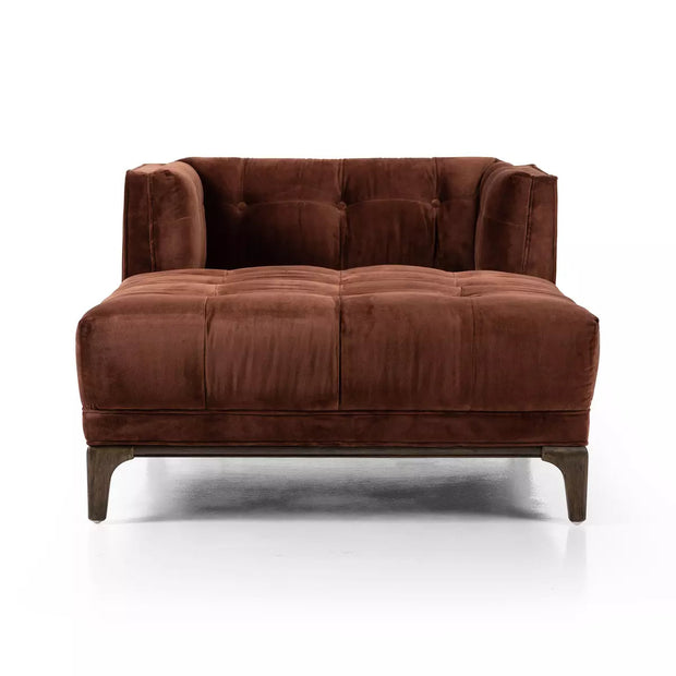 Four Hands Dylan Tufted Chaise Lounge ~  Surrey Auburn Upholstered Velvet Fabric