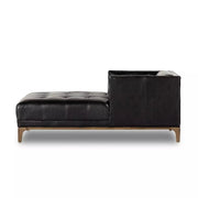 Four Hands Dylan Tufted Chaise Lounge ~ Rider Black Top Grain Leather