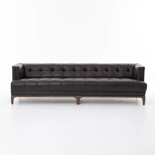 Four Hands Dylan Tufted Sofa 91” ~ Rider Black Top Grain Leather