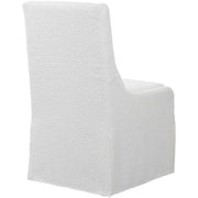 Uttermost Coley White Linen Performance Fabric Slipcovered Armless Chair With Pillow