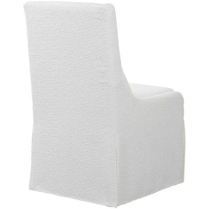 Uttermost Coley White Linen Performance Fabric Slipcovered Armless Chair With Pillow