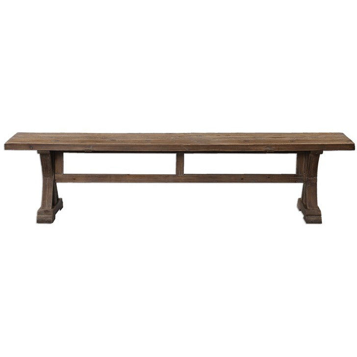 Uttermost Stratford Salvaged Fir Trestle Base Dining Bench