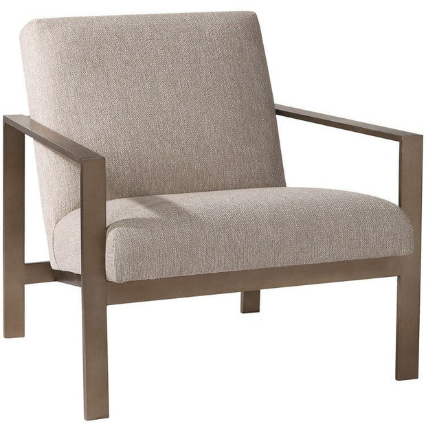 Uttermost Wills Oatmeal Woven Performance Fabric Antiqued Brass Accent Chair
