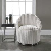 Uttermost Crue Luxurious Fluted Ivory Chenille Swivel Chair