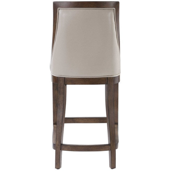 Uttermost Purcell Cappuccino Pebbled Faux Leather Counter Stool With Walnut Wood Frame