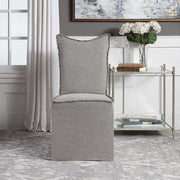 Uttermost Narissa Stonewashed Gray Linen Slipcover Dining Chairs Set of 2