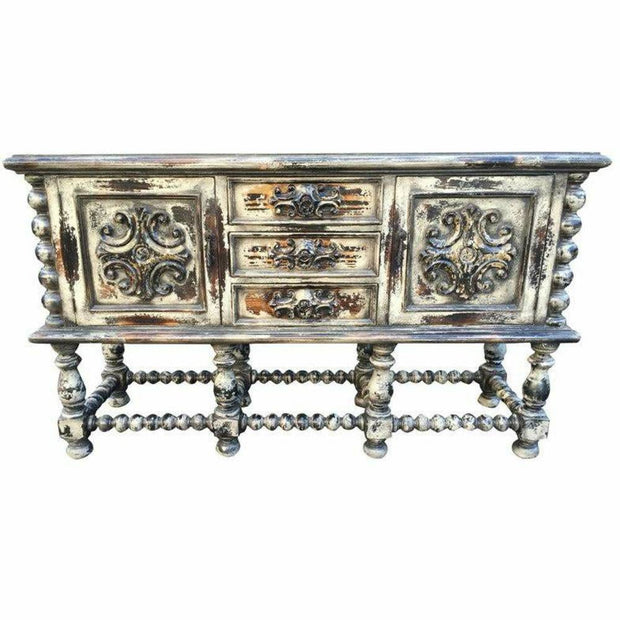 Casa Bonita Peruvian Hand-Painted Carved Wood Cortez Console Table