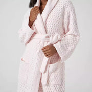 Kashwere Ultra Soft Basket Weave Robe Available In White, Malt, Pink & Black