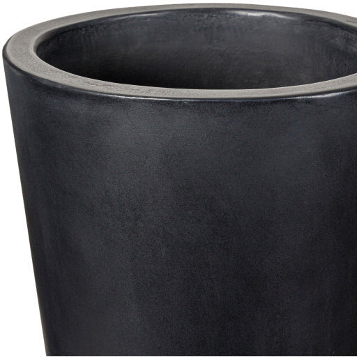 Surya Seastone Collection Modern Set of 3 Brushed Matte Black Concrete Outdoor Floor Vases SST-001