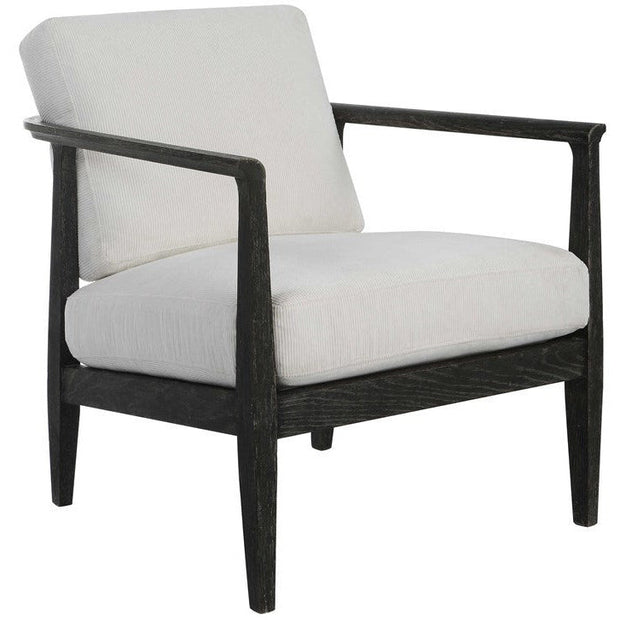 Uttermost Brunei White Fabric Dark Expresso Wood Modern Accent Chair