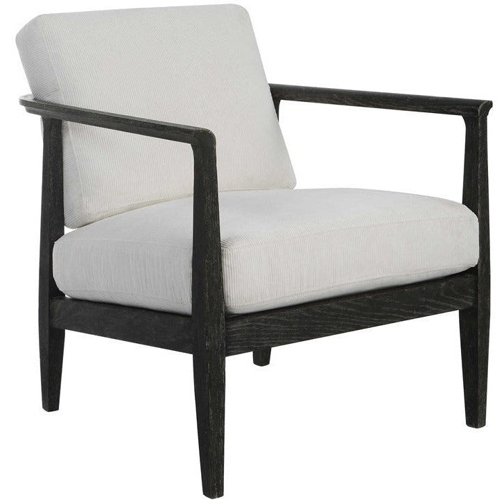 Uttermost Brunei White Fabric Dark Expresso Wood Modern Accent Chair