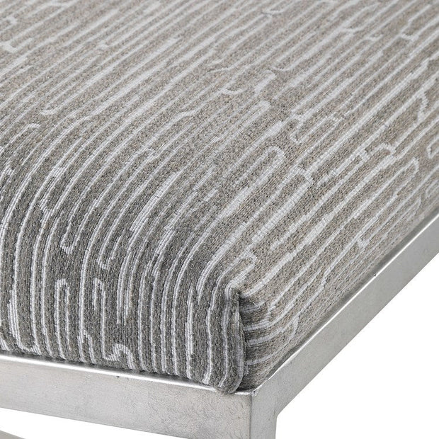 Uttermost Uphill Climb Gray Fabric Cushion Modern Brushed Silver Iron Bench