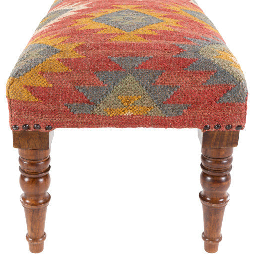 Surya Panja Rustic Modern Hand Woven Fabric Bench With Wood Base  PAJ-002