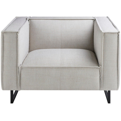 Surya Dylan Modern White Linen Square Arm Accent Chair