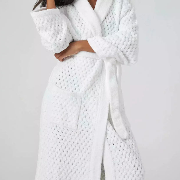 Kashwere Ultra Soft Basket Weave Robe Available In White, Malt, Pink & Black