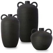 Surya Acanceh Collection Set of 3 Modern Black Ceramic Vases CCH-003