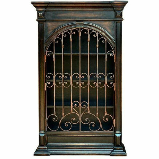 Casa Bonita Peruvian Hand-Painted Carved Wood and Hand Forged Iron Riviera Armoire