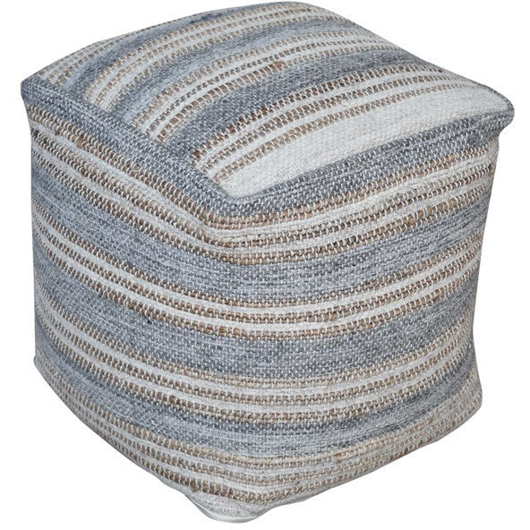 Uttermost Mesick Handwoven Light Gray & Cream Pouf