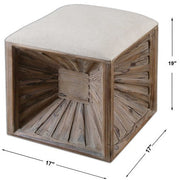 Uttermost Jia Tan Linen Seat Cushion Weathered Fir Wood Ottoman