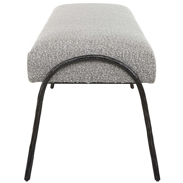 Uttermost Jacobsen Gray Boucle Seat Cushion Modern Aged Black Iron Bench