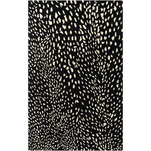 Surya Rugs Athena Collection Black & Cream Leopard Animal Print Area Rug ATH-5172