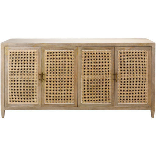 Surya Etewah Modern Natural Wood and Rattan Sideboard Cabinet ETW-002