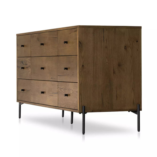 Four Hands Eaton 9 Drawer Dresser ~ Amber Oak Wood Finish