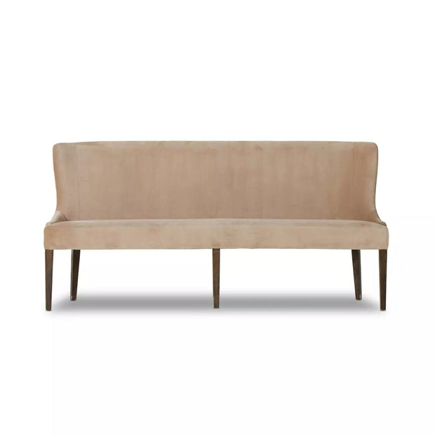 Four Hands Edward Dining Bench ~ Velvety Taupe Upholstered Fabric