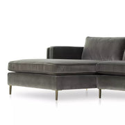 Four Hands Emery 2 Piece Left Chaise Sectional 110” ~ Sapphire Birch Velvet Upholstered Fabric