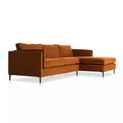 Four Hands Emery 2 Piece Right Chaise Sectional 110” ~  Sutton Rust Velvet Upholstered Fabric