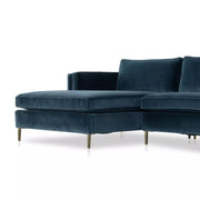 Four Hands Emery 2 Piece Left Chaise Sectional 110” ~ Sapphire Bay Velvet Upholstered Fabric