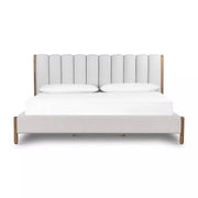 Four Hands Emma Bed ~ Channeled Upholstered Boucle Headboard King Size Bed