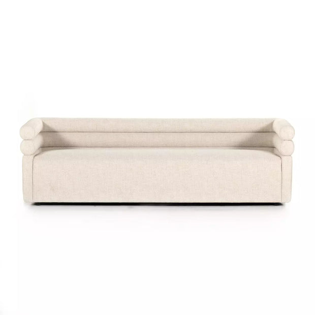 Four Hands Evie Channeled Sofa 88” ~ Hampton Cream Upholstered Performance Fabric