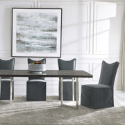 Uttermost Delroy Blue Gray Velvet Slipcover Dining Chairs Set of 2