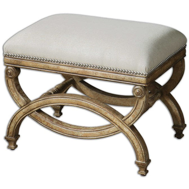 Uttermost Karline Linen Performance Fabric Seat Wood Small Bench