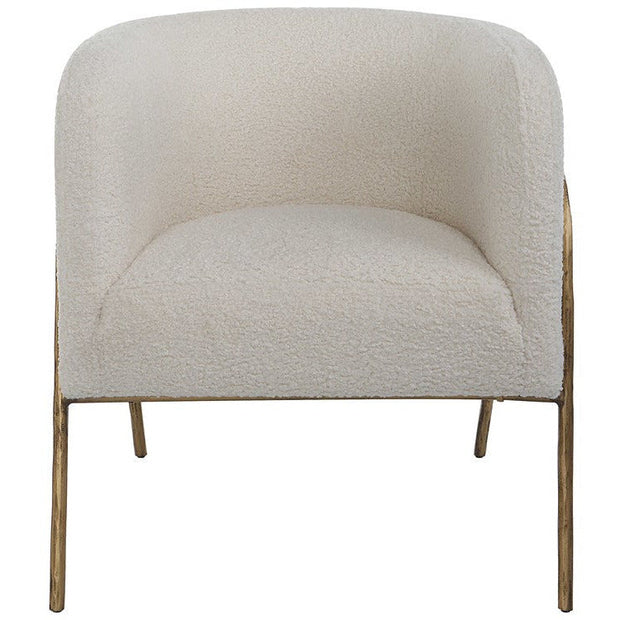 Uttermost Jacobsen Off-White Faux Shearling Barrel Accent Chair