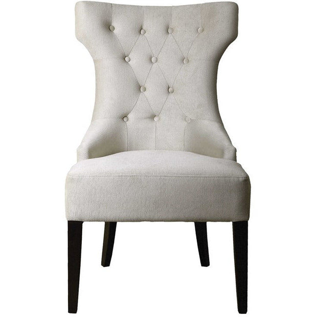 Uttermost Arlette Antique White Velvet Tufted Accent Chair