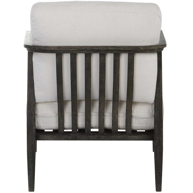 Uttermost Brunei White Fabric Dark Expresso Wood Modern Accent Chair