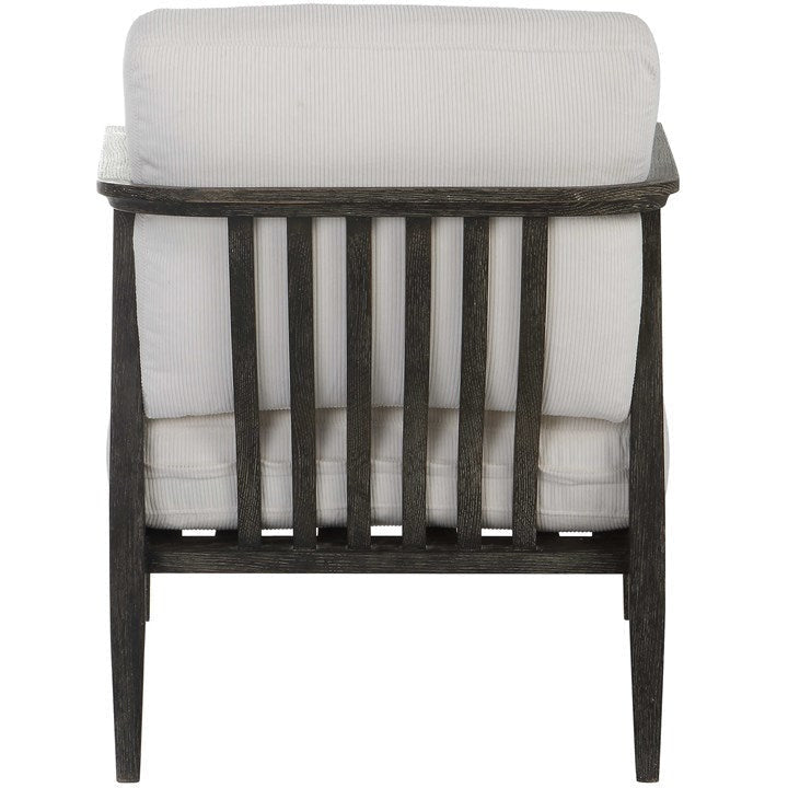 Uttermost Brunei White Fabric Dark Expresso Wood Modern Accent Chair