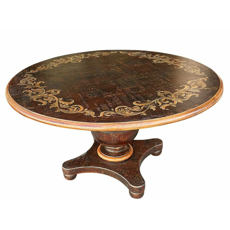 Casa Bonita Peruvian Hand-Painted and Carved Wood 60” Round Allegra Dining Table