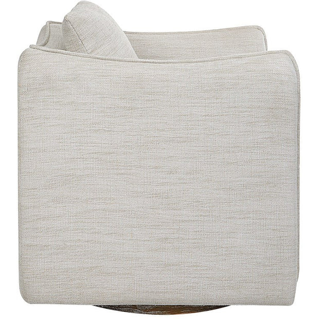 Uttermost Corben White Linen Swivel Armchair