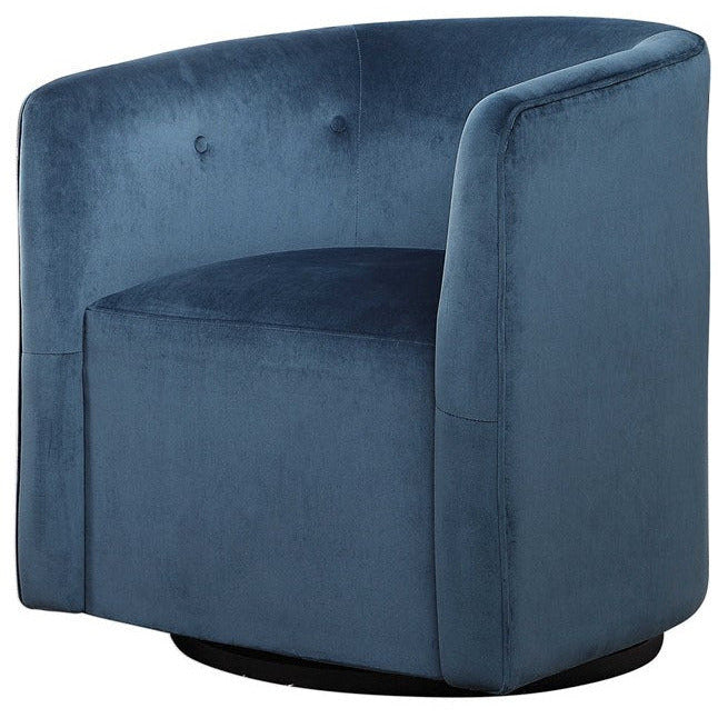 Uttermost Mallorie Ink Blue Velvet Barrel Swivel Chair