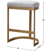 Uttermost Ivanna Off White Linen Performance Fabric Counter Stool With Antiqued Gold Iron Base