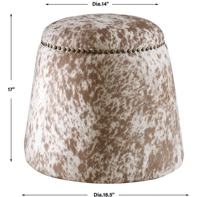 Uttermost Gumdrop Faux Cowhide Round Ottoman