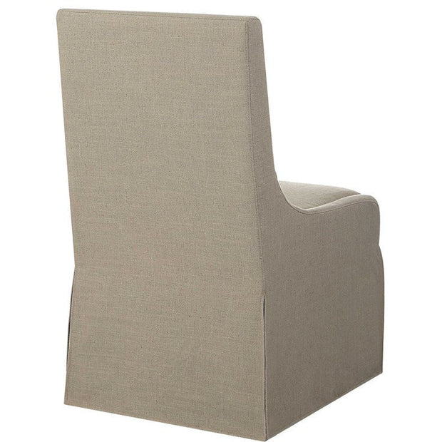 Uttermost Coley Tan Linen Performance Fabric Slipcovered Armless Chair With Pillow