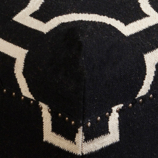 Surya Fallon Modern Light Beige & Black Hand Woven Wool Ottoman FL-1003