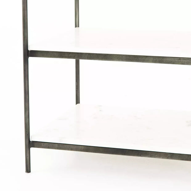Four Hands Felix Nightstand ~ Hammered Grey Finished Iron With White Marble
